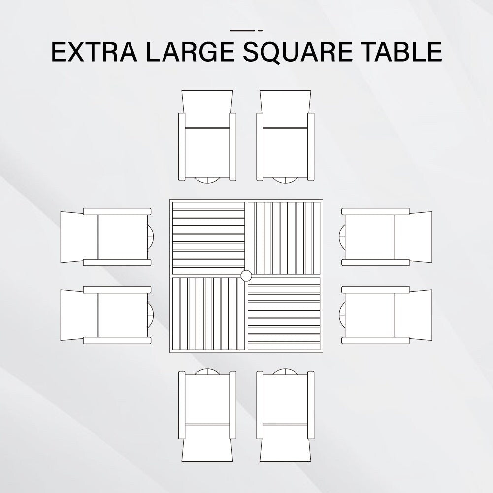 Ensemble de salle à manger de patio MAISON?ARTS 9 pièces, table carrée en métal de 60 pouces et chaises berçantes en toile
