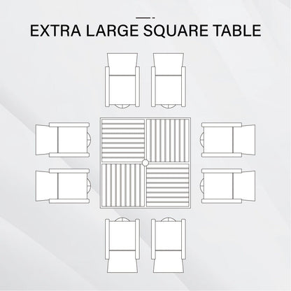 Ensemble de salle à manger de patio MAISON?ARTS 9 pièces, table carrée en métal de 60 pouces et chaises berçantes en toile
