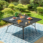 Ensemble de salle à manger de patio MAISON?ARTS 9 pièces, table carrée en métal de 60 pouces et chaises berçantes en toile