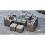 Ensemble de table à manger d'extérieur 9 pièces avec coussins