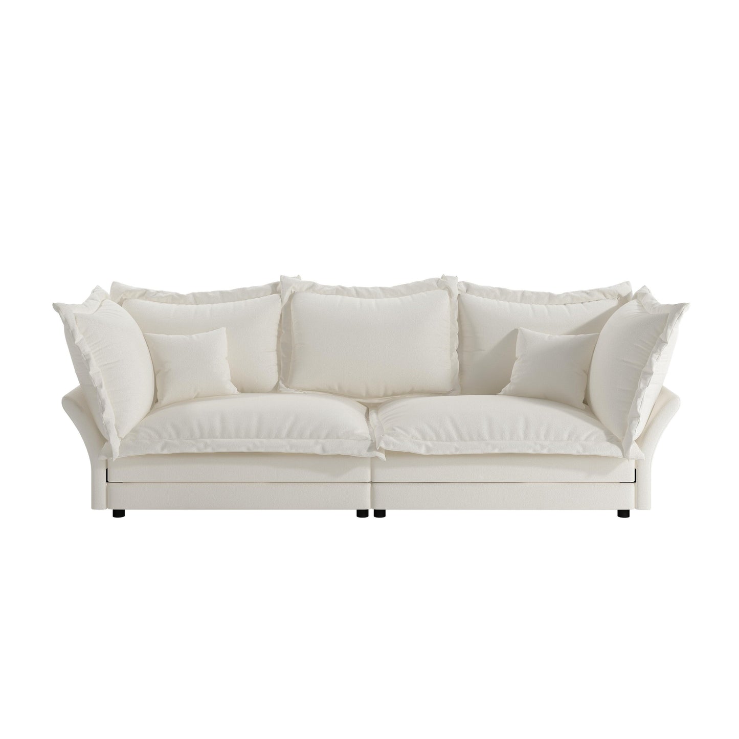 Canapés modernes à assise profonde avec plusieurs grands coussins moelleux