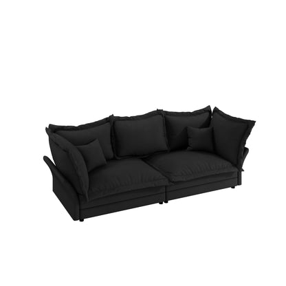 Canapés modernes à assise profonde avec plusieurs grands coussins moelleux