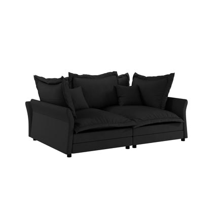 Canapés modernes à assise profonde avec plusieurs grands coussins moelleux