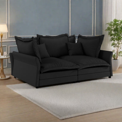 Canapé 3 places en velours 90,55 po avec structure en bois massif - Convertible en fauteuil - Support en éponge haute densité et ressorts