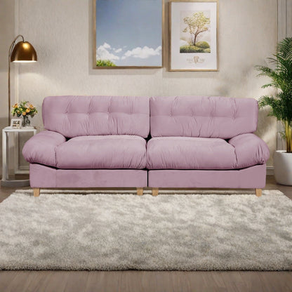 Canapé 3 places en tissu 90,5 avec mousse haute densité et base en bois massif