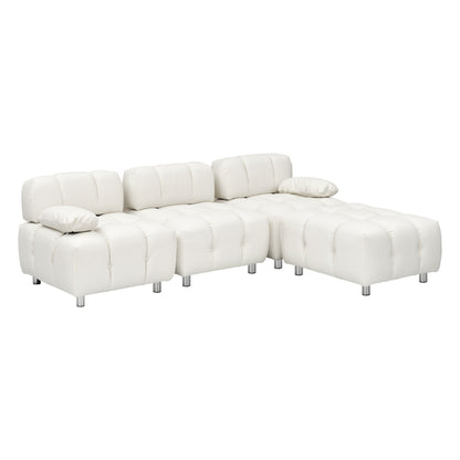 Canapé 3 places pliable en tissu technique moderne blanc de 90,6 pouces, imperméable et résistant aux taches, avec pieds en métal
