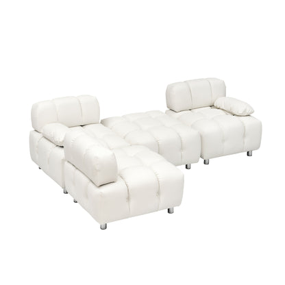 Canapé 3 places pliable en tissu technique moderne blanc de 90,6 pouces, imperméable et résistant aux taches, avec pieds en métal