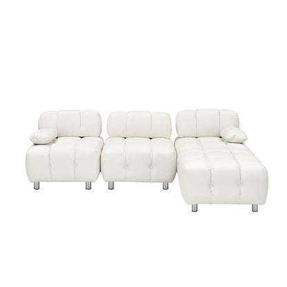 Canapé 3 places pliable en tissu technique moderne blanc de 90,6 pouces, imperméable et résistant aux taches, avec pieds en métal