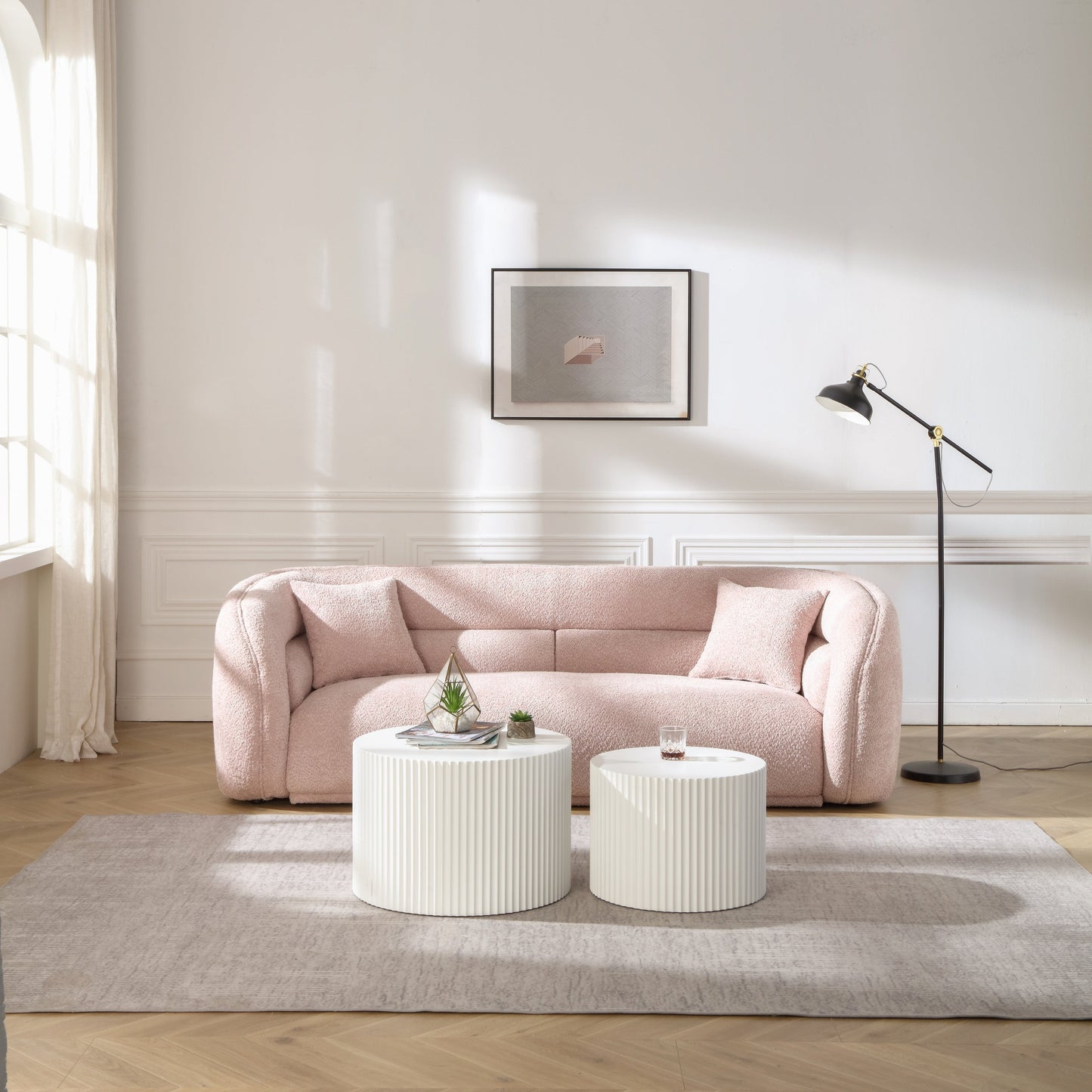 Canapé incurvé rembourré moderne et contemporain de 91 pouces avec 2 coussins pour le salon