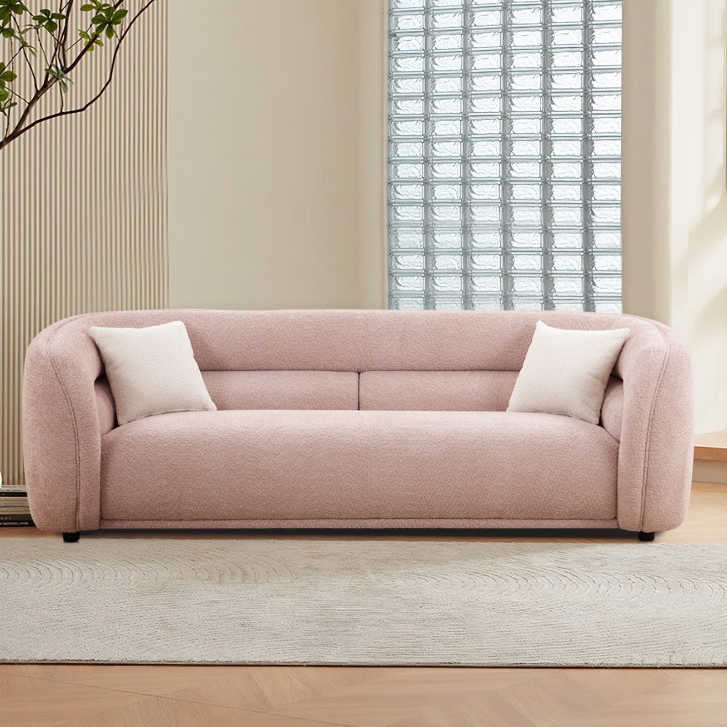 Canapé incurvé rembourré moderne et contemporain de 91 pouces avec 2 coussins pour le salon