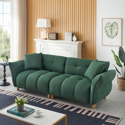 Canapé Teddy de 93,70 pouces de long, avec deux coussins assortis et trois sièges spacieux et confortables.