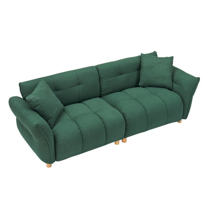 Canapé Teddy de 93,70 pouces de long, avec deux coussins assortis et trois sièges spacieux et confortables.