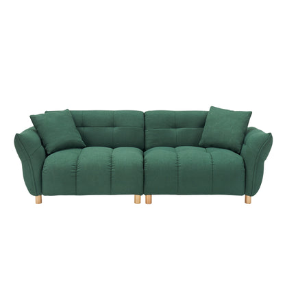 Canapé Teddy de 93,70 pouces de long, avec deux coussins assortis et trois sièges spacieux et confortables.