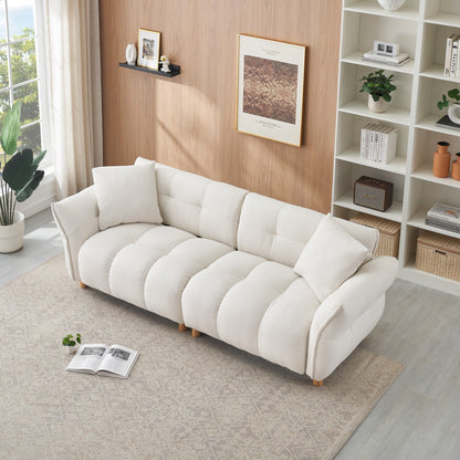 Canapé Teddy en tissu de 93,70 pouces de long, avec deux oreillers assortis et trois sièges spacieux et confortables