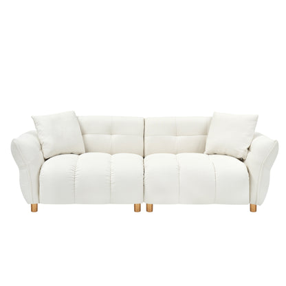 Canapé Teddy en tissu de 93,70 pouces de long, avec deux oreillers assortis et trois sièges spacieux et confortables