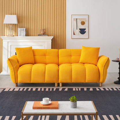 Canapé Teddy en tissu de 93,70 pouces de long, avec deux oreillers assortis et trois sièges spacieux et confortables