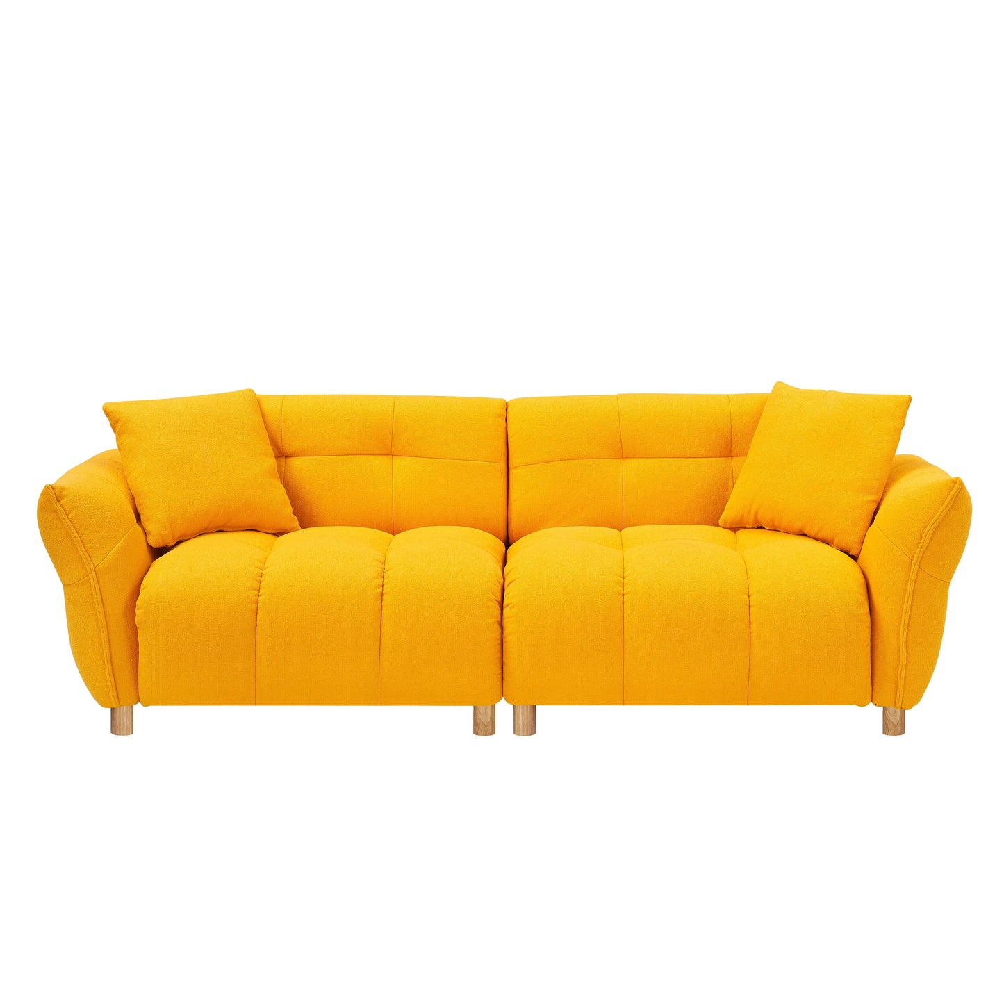 Canapé Teddy en tissu de 93,70 pouces de long, avec deux oreillers assortis et trois sièges spacieux et confortables