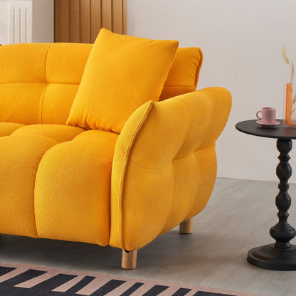 Canapé Teddy en tissu de 93,70 pouces de long, avec deux oreillers assortis et trois sièges spacieux et confortables