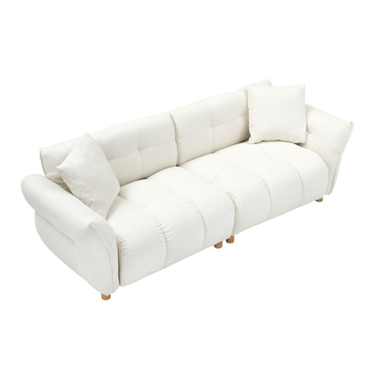 Canapé Teddy en tissu de 93,70 pouces de long, avec deux oreillers assortis et trois sièges spacieux et confortables