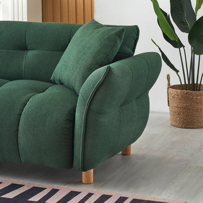 Canapé Teddy en tissu de 93,70 pouces de long, avec deux oreillers assortis et trois sièges spacieux et confortables