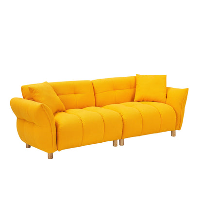 Canapé Teddy en tissu de 93,70 pouces de long, avec deux oreillers assortis et trois sièges spacieux et confortables