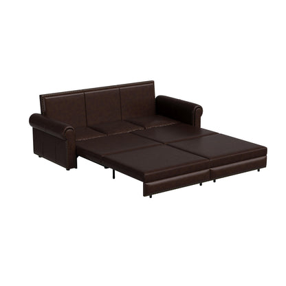 Canapé-lit 3 places en similicuir avec méridienne, style rétro avec garniture à rivets, 93,70 $