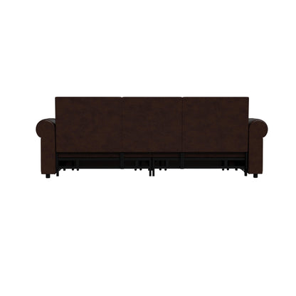 Canapé-lit 3 places en similicuir avec méridienne, style rétro avec garniture à rivets, 93,70 $