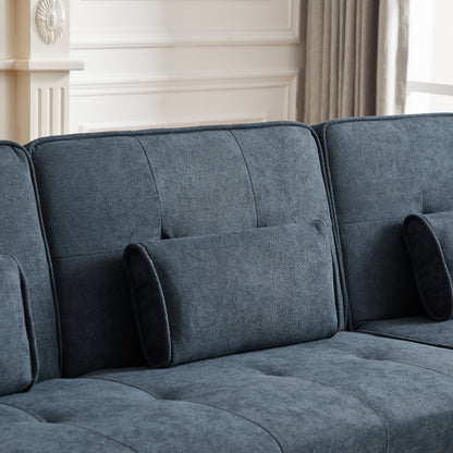 Canapé sectionnel convertible en lin de 94,5 po avec méridienne droite, rangement et coussins en mousse