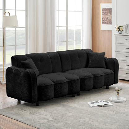 Canapé 3 places rembourré de 96,06 pouces avec 2 oreillers, motif nuage, assise profonde et coussins en mousse épaisse