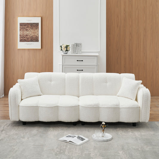 Canapé 3 places rembourré de 96,06 pouces avec 2 oreillers, motif nuage, assise profonde et coussins en mousse épaisse
