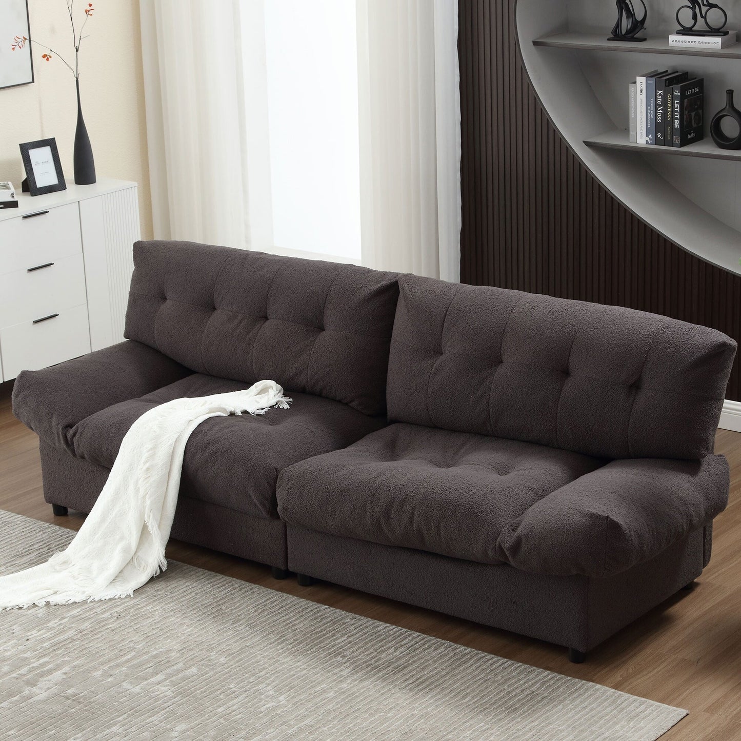 Canapé 2 places en tissu capitonné de 96,46 pouces, cadre robuste et confortable pour le salon