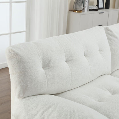 Canapé 2 places en tissu de 96,46 pouces, confortable et rembourré, style nuage, pieds en plastique, pour salon et appartement