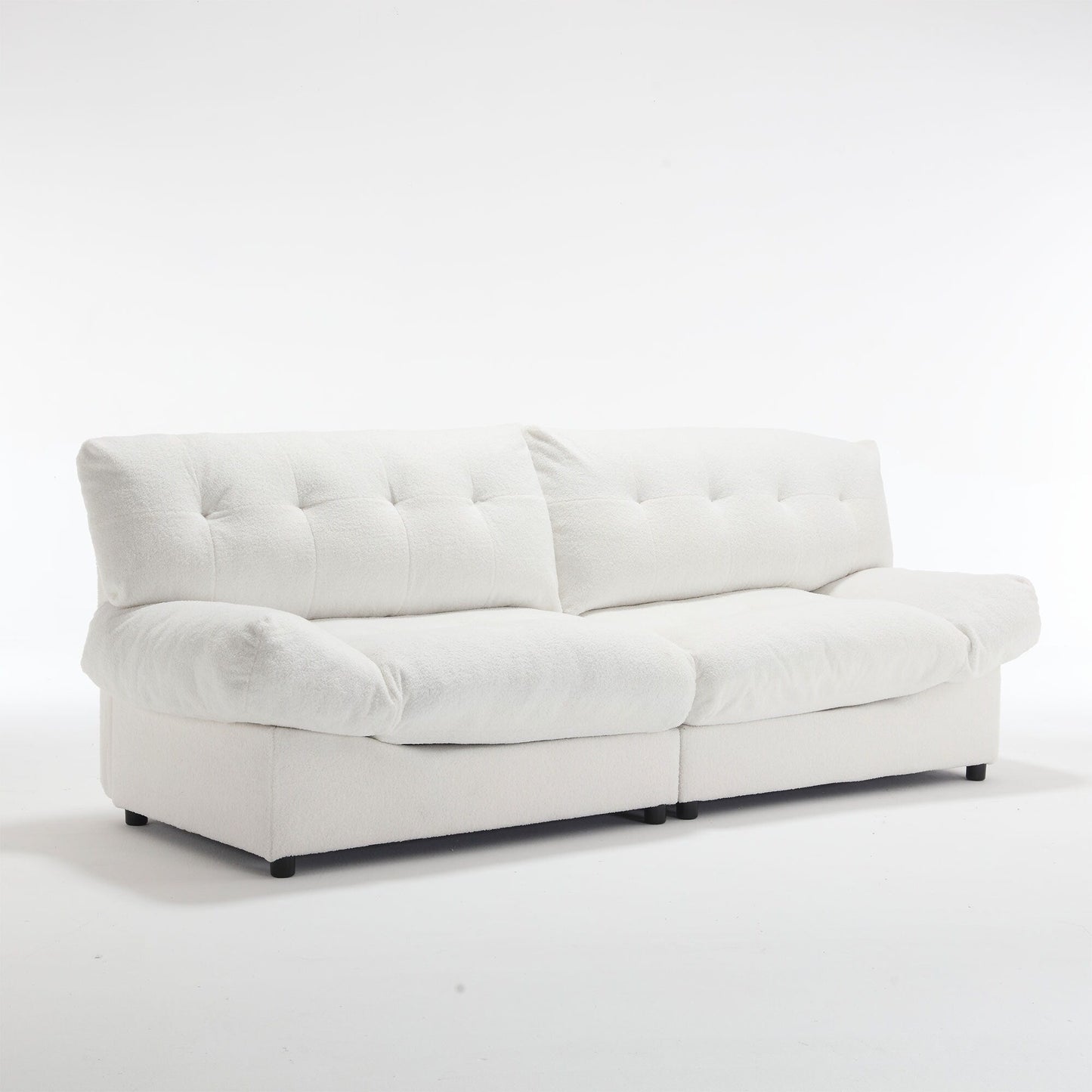 Canapé 2 places en tissu de 96,46 pouces, confortable et rembourré, style nuage, pieds en plastique, pour salon et appartement
