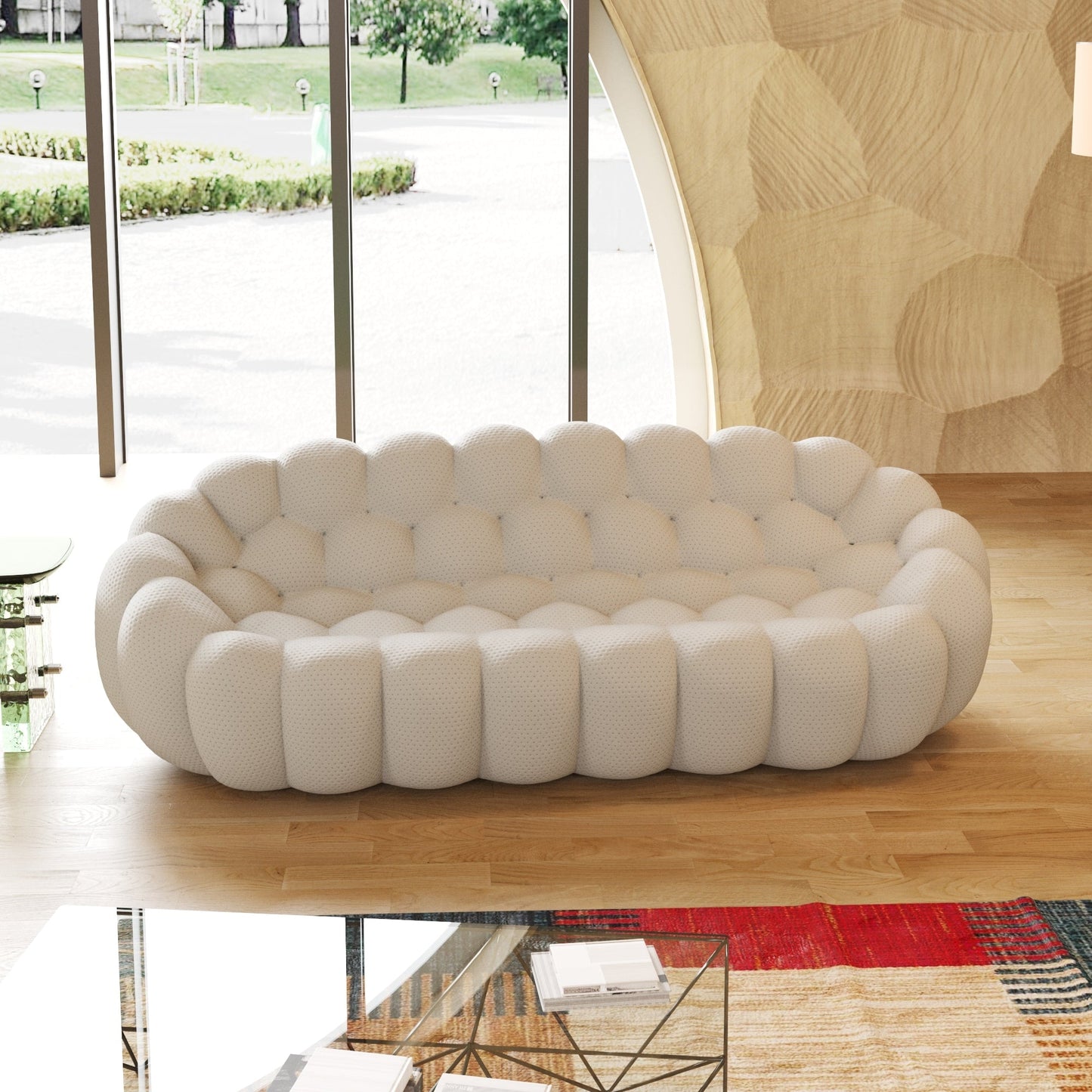 Canapé à bulles moderne 98,43 pouces en forme de nid d'abeille 3D