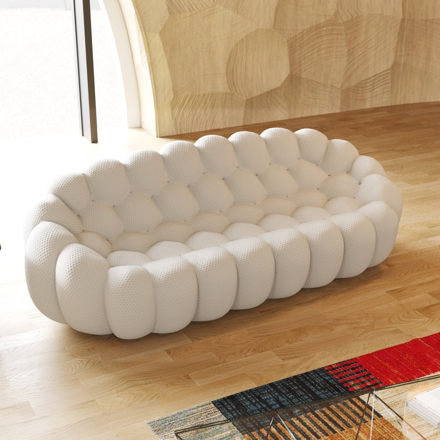 Canapé à bulles moderne 98,43 pouces en forme de nid d'abeille 3D