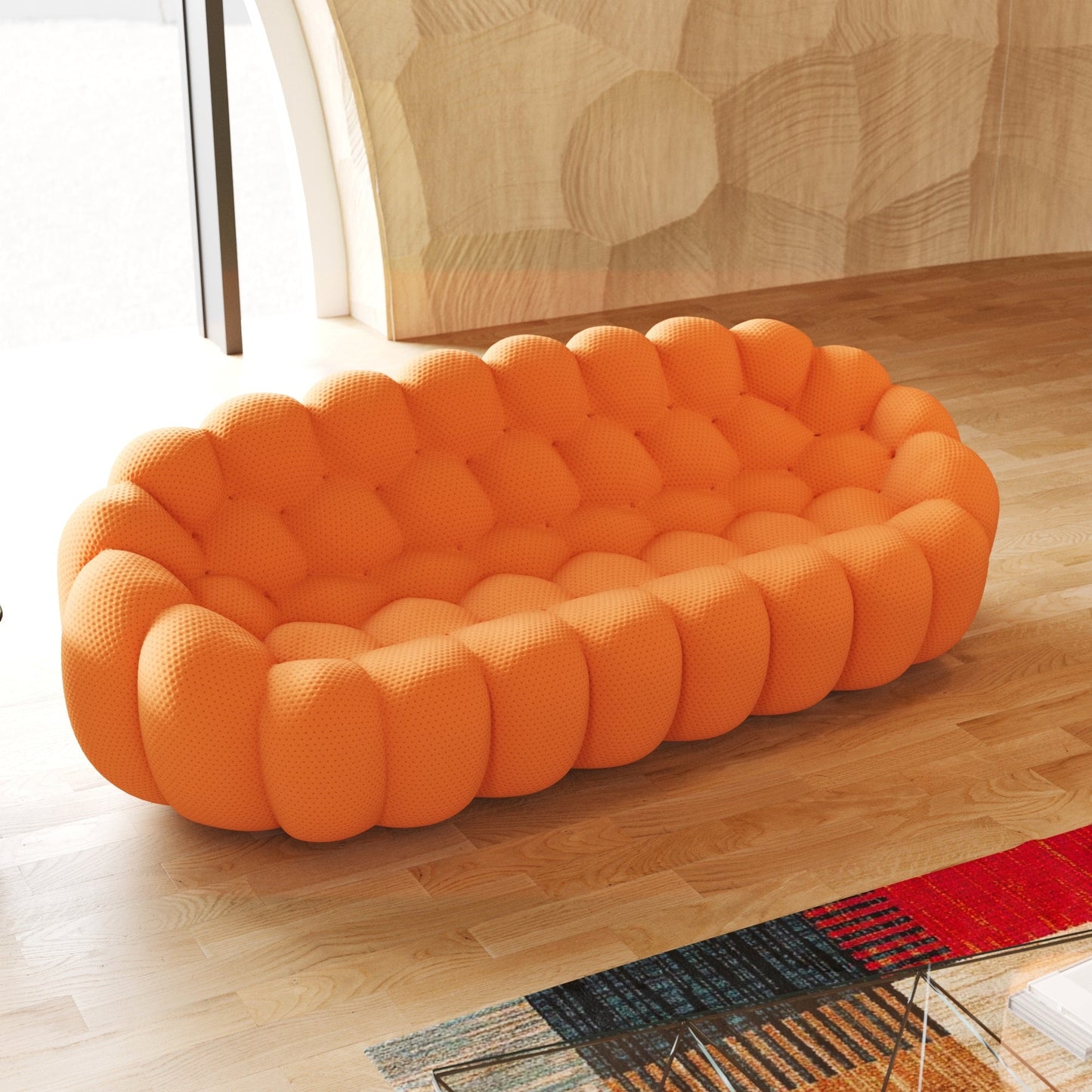 Canapé à bulles moderne 98,43 pouces en forme de nid d'abeille 3D
