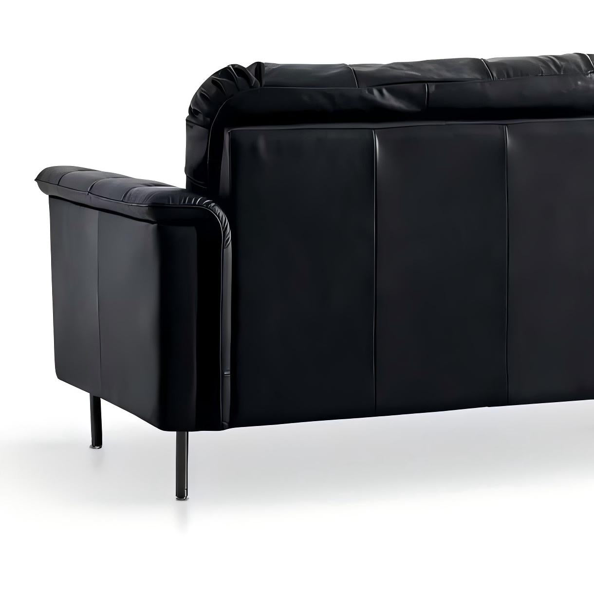 Baroque Tufted Black Leather Sofa