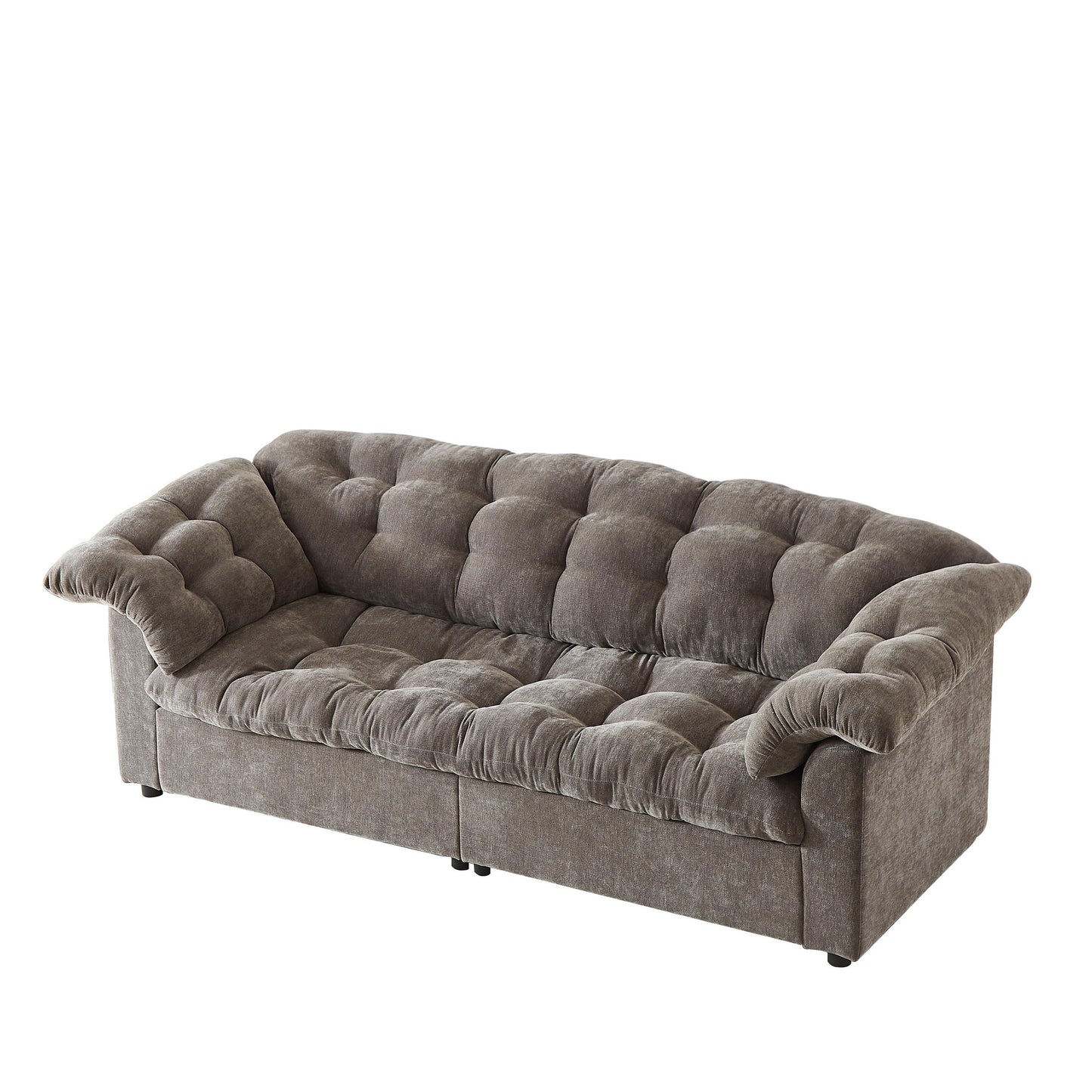 Canapé 3 places classique moderne en tissu 99.2, structure en bois massif et coussin moelleux en forme de nuage