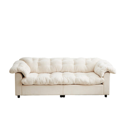 Canapé 3 places classique moderne en tissu 99.2, structure en bois massif et coussin moelleux en forme de nuage