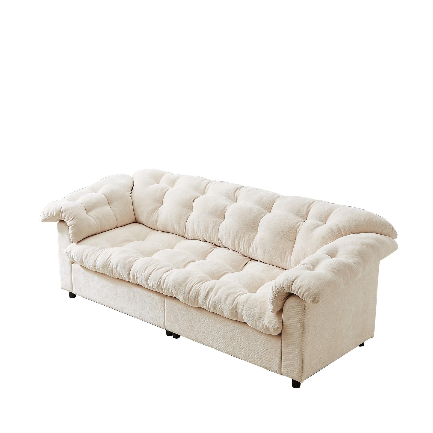 Canapé 3 places classique moderne en tissu 99.2, structure en bois massif et coussin moelleux en forme de nuage