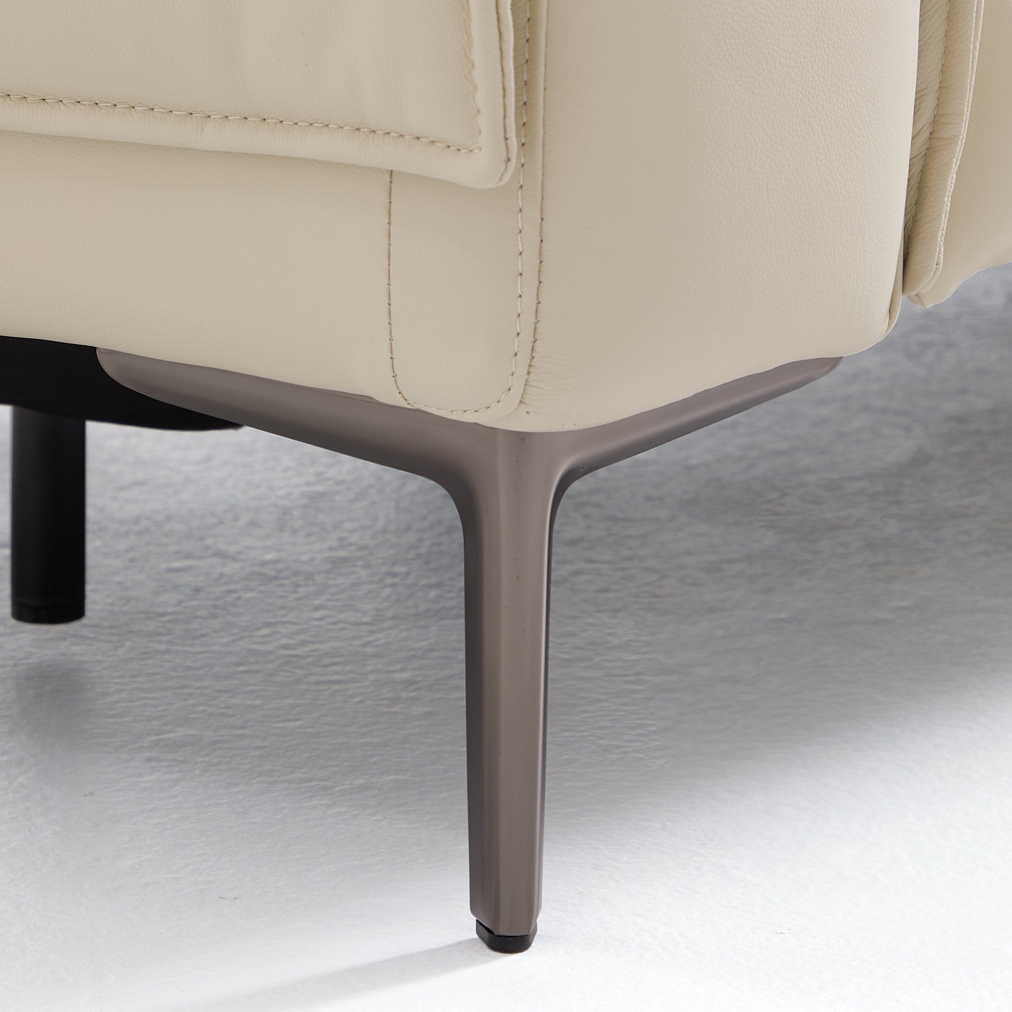 Canapé-lit inclinable électrique en cuir beige Louis