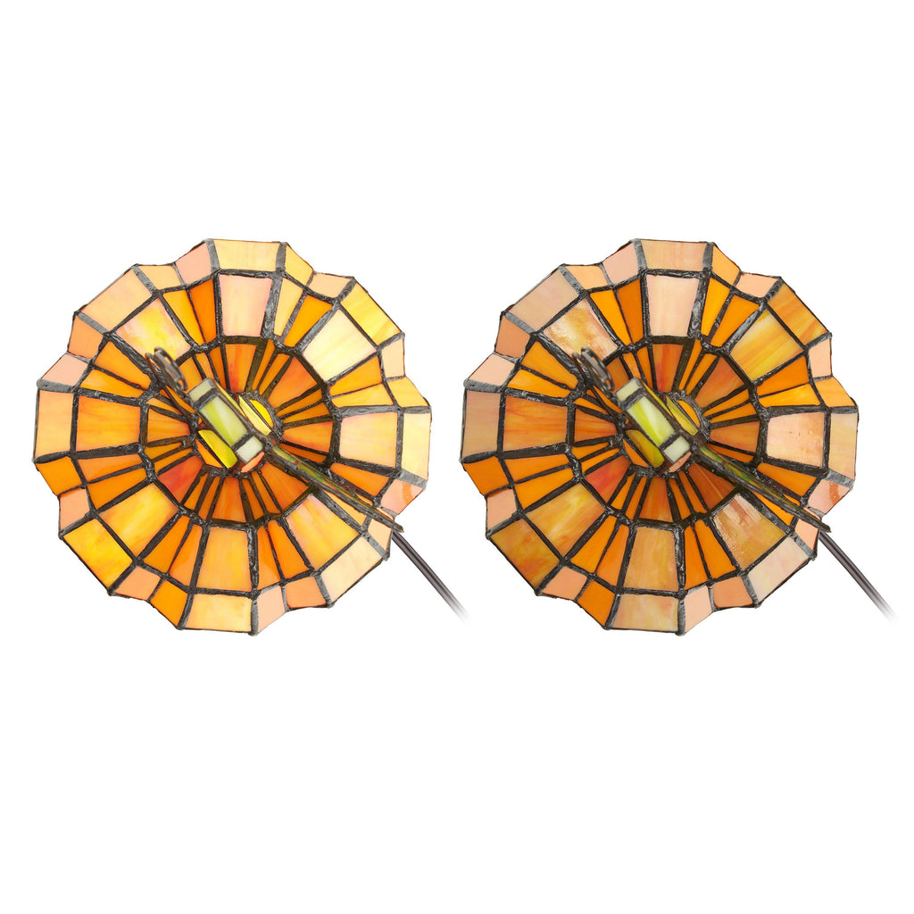 Lampe d'appoint en vitrail Patch the Pumpkin 9 H - 8,25 L x 8,25 l x 9 H