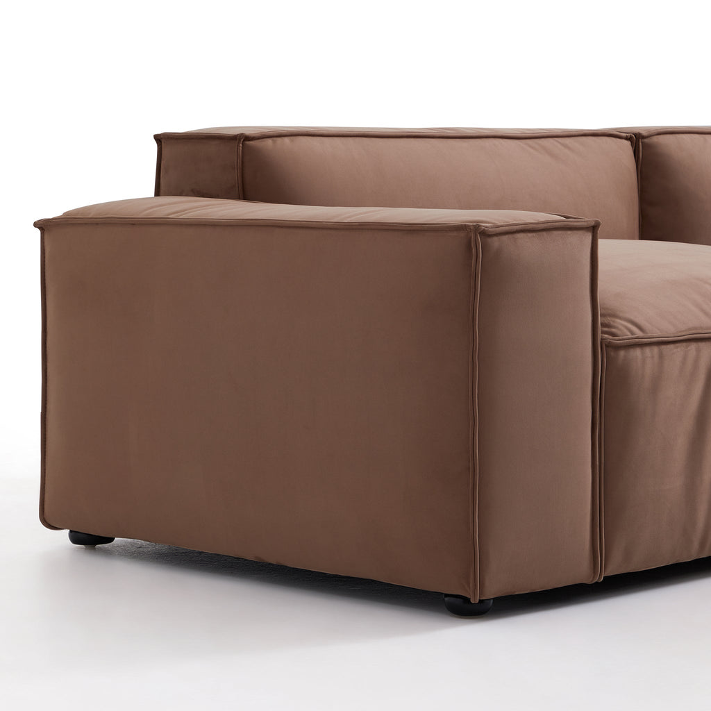 Canapé sectionnel en U de luxe en tissu marron minimaliste
