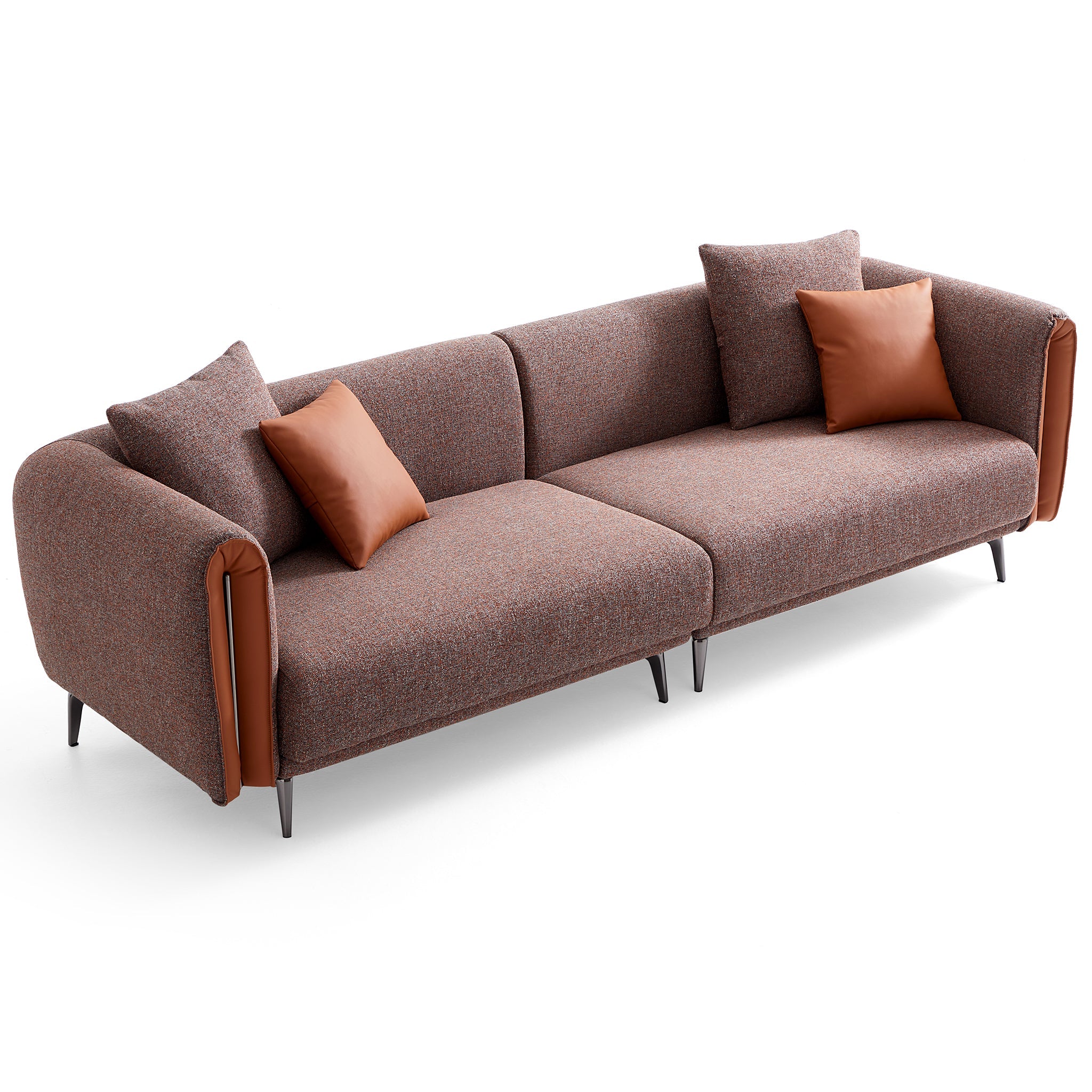Chas Tangerine Polyester Linen Loveseat