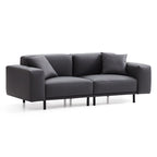 Ensemble canapé et pouf en cuir beige noble