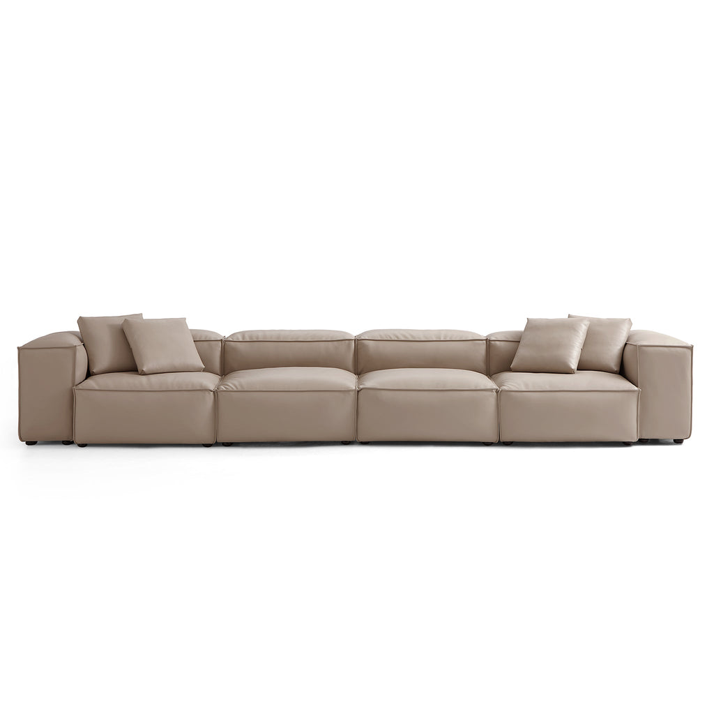 Cube Modular Beige Genuine Leather Sofa