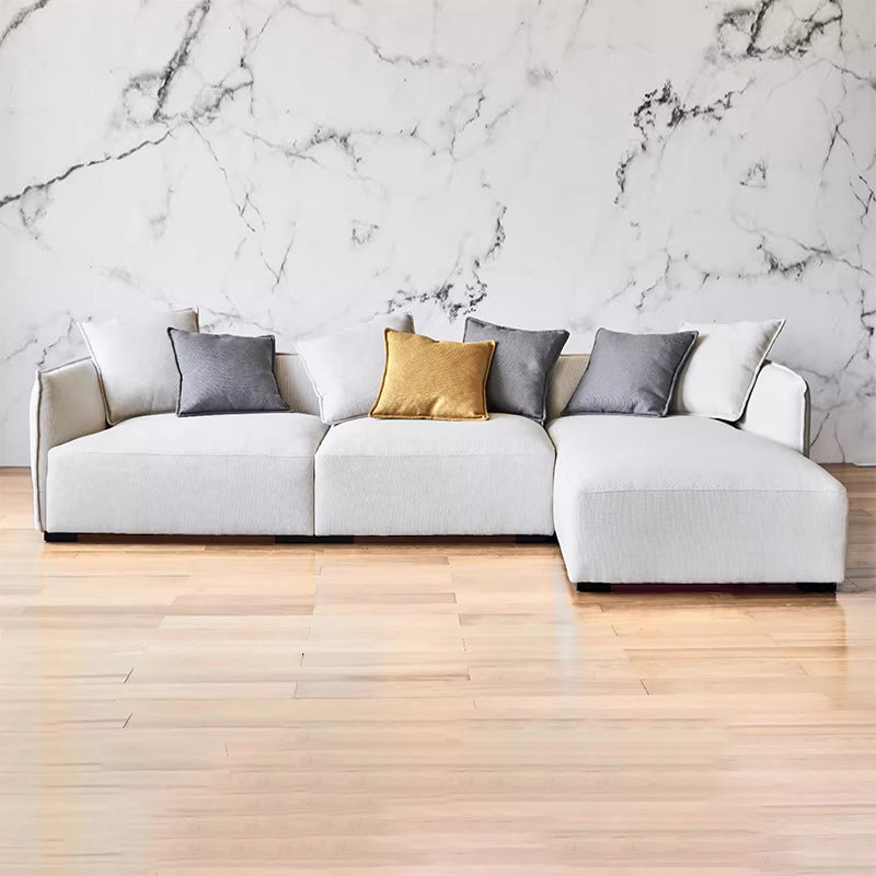 Canapé d'angle en tissu beige serein