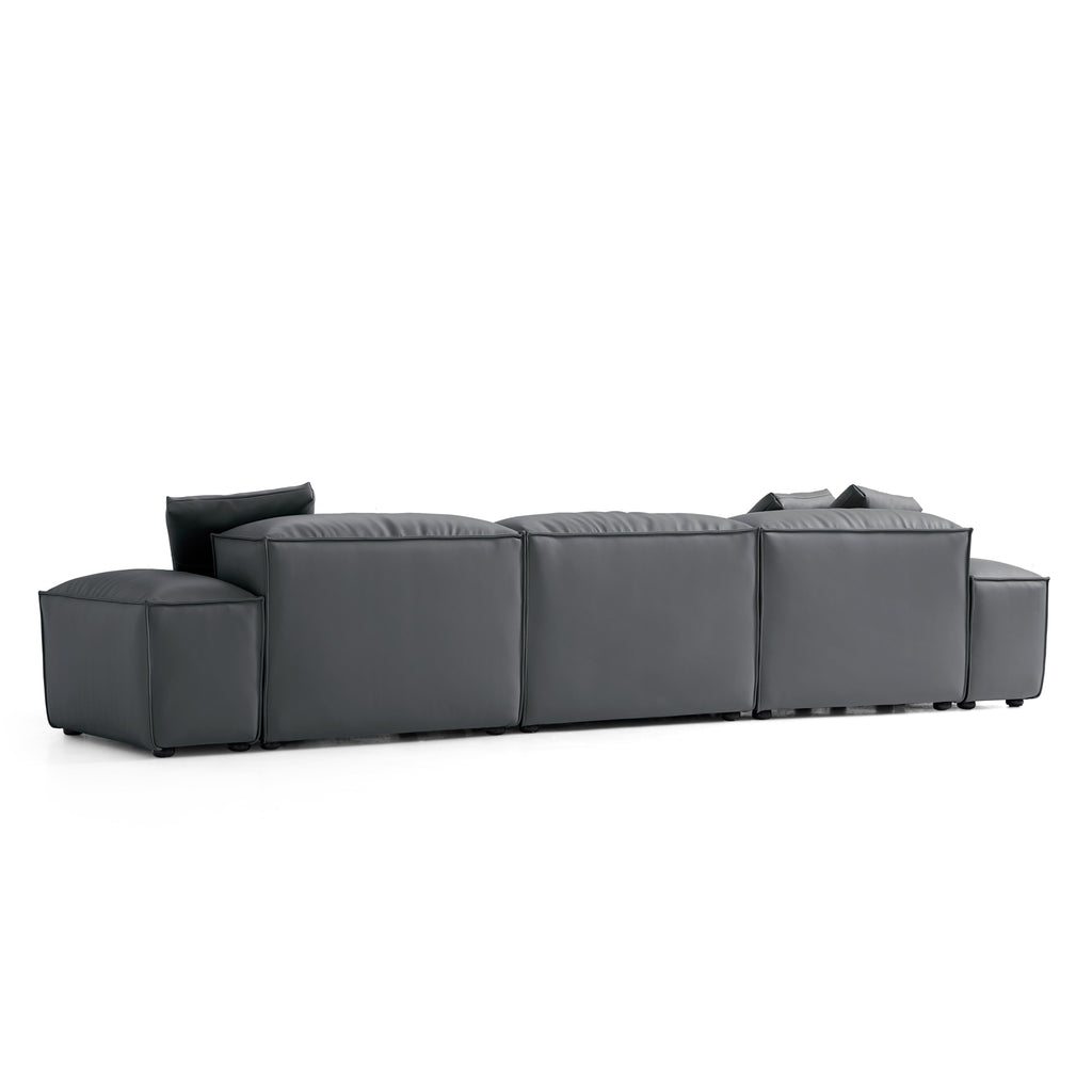 Cube Modular Brown Genuine Leather Sofa