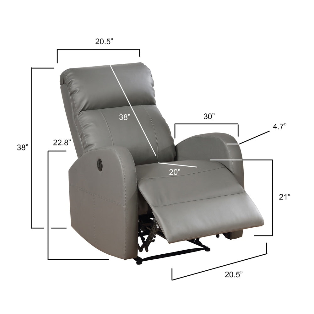 Petit fauteuil de lecture inclinable électrique AC Pacific Modern en similicuir