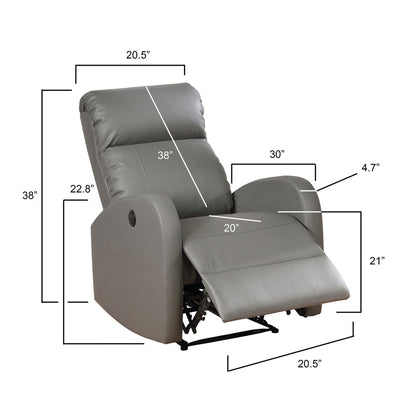Petit fauteuil de lecture inclinable électrique AC Pacific Modern en similicuir